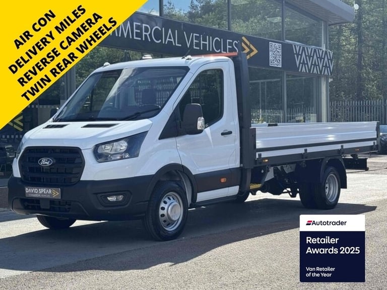  Ford Transit TDCI 130ps 350 DRW L4 Lwb 4.2 Metre Dropside with 12 Screen, A/C, Twin Rea Dropside...