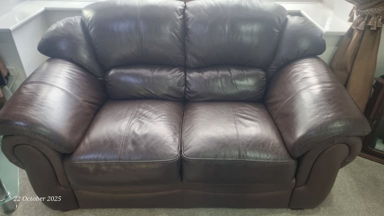 Leather brown sofa 3 2 and 1 set