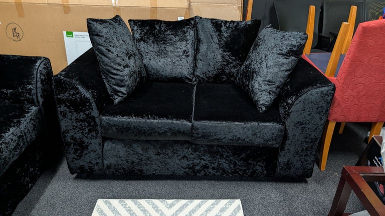 Black 3+2 Crushed Velvet Sofa Set 