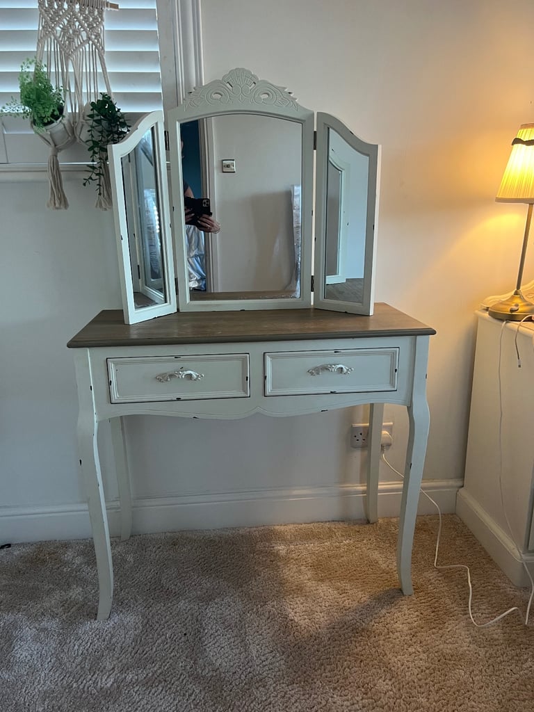 Vintage dressing table, mirror and drawers 
