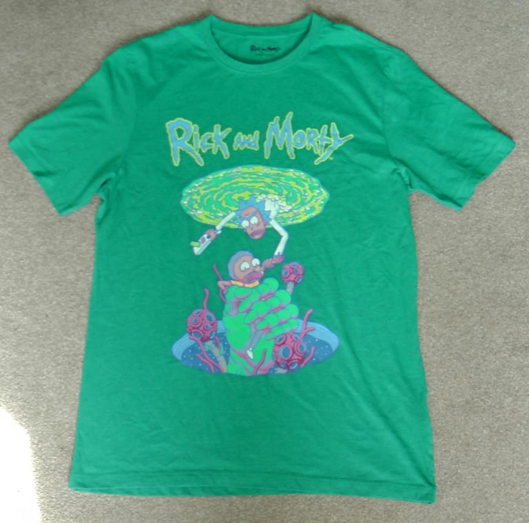image for Men's Rick and Morty Soft Green T-Shirt Size Medium