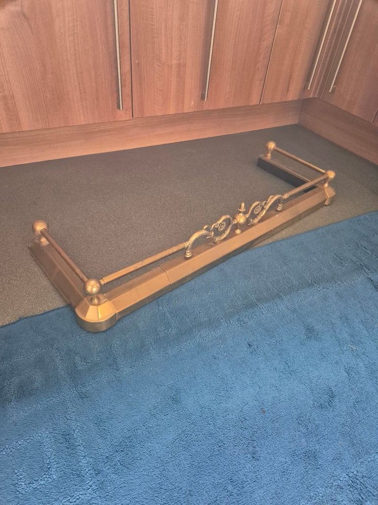 image for Brass Fender for Fireplace ornate front finial Length 102cm Length 35.5cm Depth no2 fire surround 