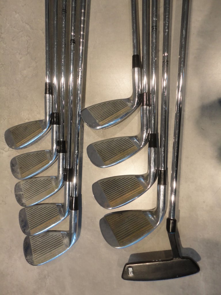 Various golf clubs, various prices, sets, irons, taylormade, macgregor, howson etc