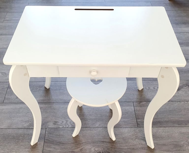image for White Kids Dressing Table & Stool set. Small crack on the chair, hence price
