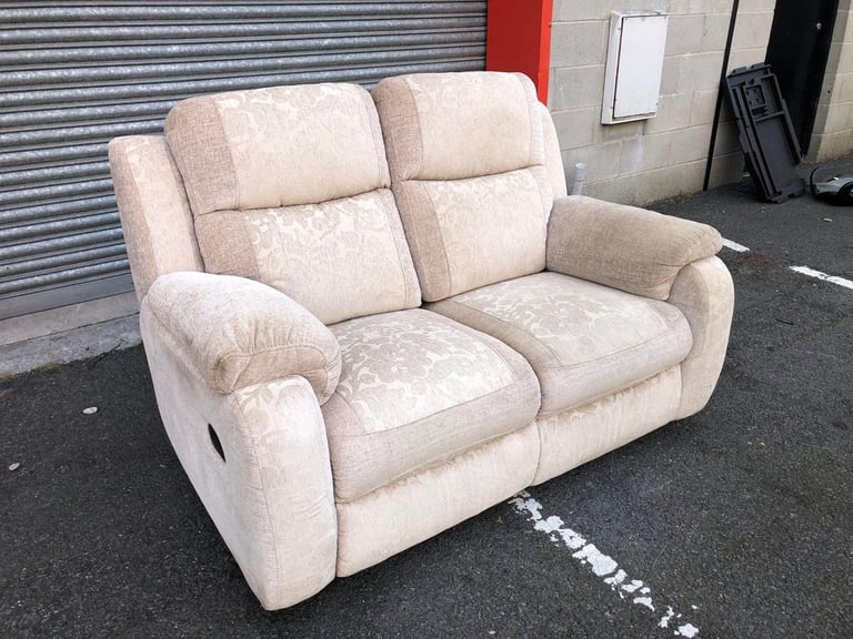 RECLINER Beige Fabric 2 Seater Sofa 