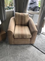Sofa bed and two swivel chairs