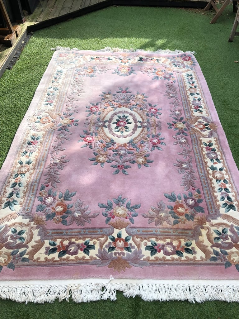 VINTAGE HANDMADE CHINESE STYLE WOOL RUG 273Cm x 182 Cm ,SPARE ROOM USE ONLY ,DELIVERY