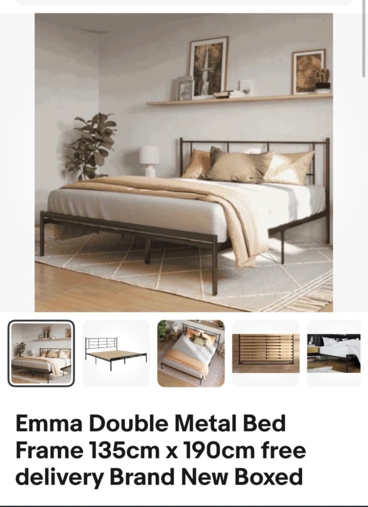 image for Emma double black metal bed frame 