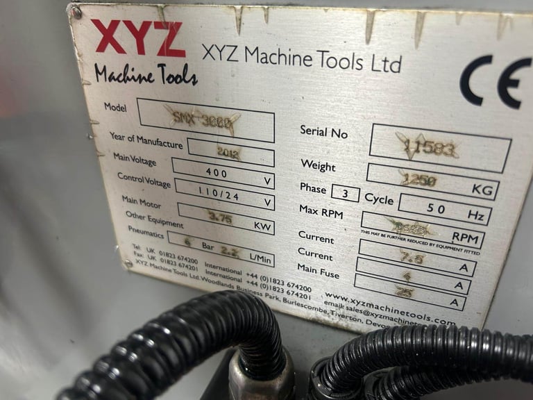 XYZ SMX 3000 CNC 3 AXIS TURRET MILLING MACHINE YEAR 2012