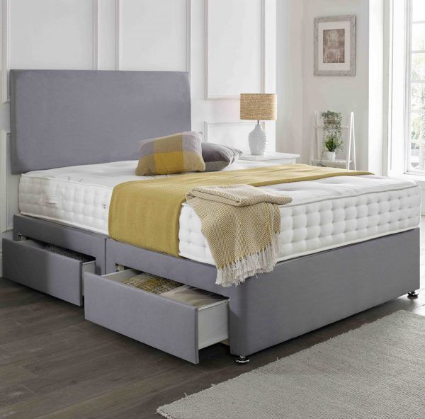 image for ** Stylish Double Plush Velvet Divan Bed UK – Mattress Included ----------------TODAY DELIVERY **