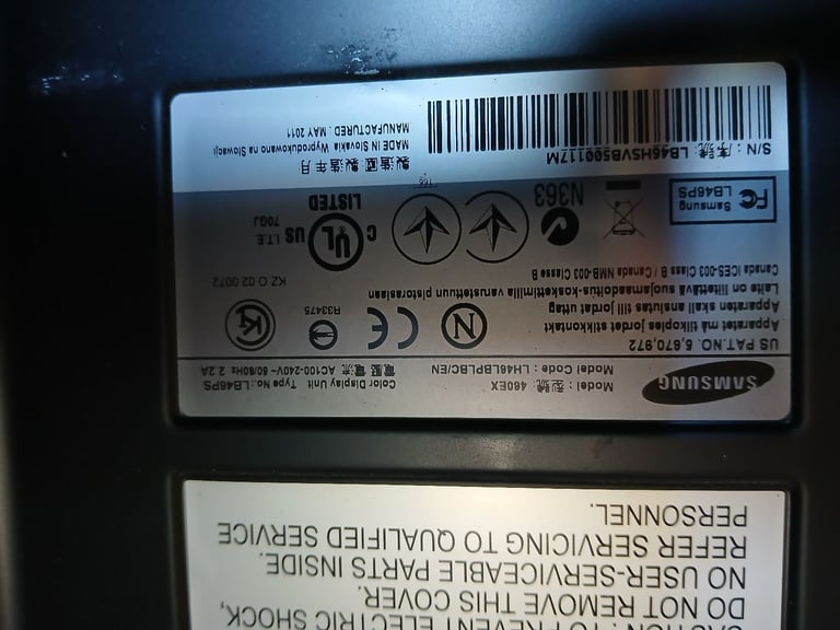 Samsung 460Ex 46 inch Led Widescreen Monitor Black Lh46Lbplbc/En