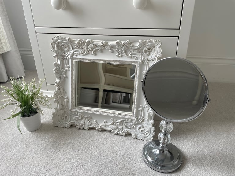 image for Ornate mirror , vanity mirror and flower pot 