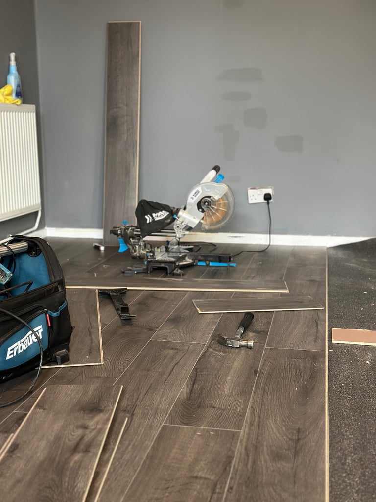 Laminate herringbone Vinyl LVT flooring Furniture Assembly Paint Wallpaper 