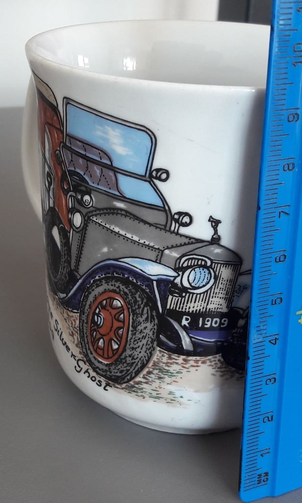 Mug Unused Rolls Royce Silver Ghost Cars, ceramic, Made in Poland, by Chodziez  – post or collect