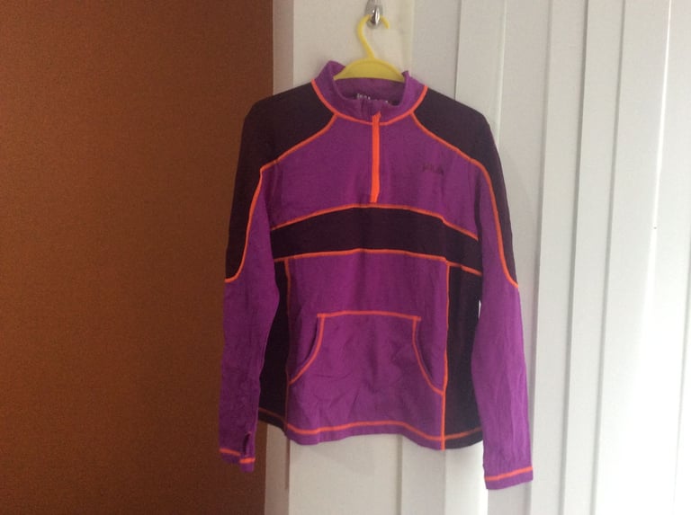 image for Fila Women`s Size XL 1/4 Zip Top Colorblock Mock Collar L/S Kangaroo Pocket 