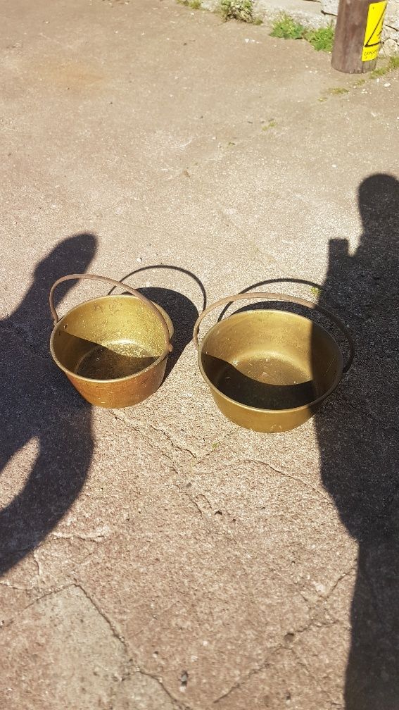 2 ANTIQUE BRASS JAM PANS