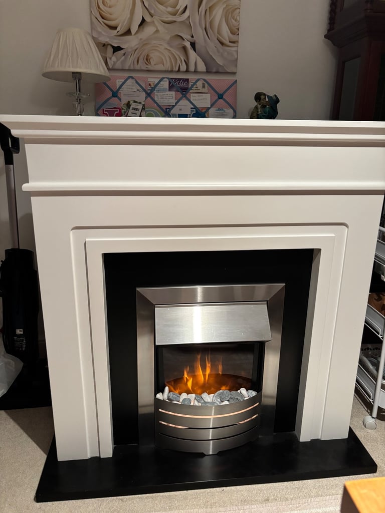 Next Free Standing Electric Fire in Cream Surround.