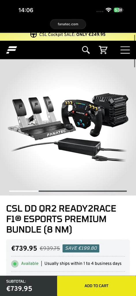 Fanatec Ready2Race F1 8NM bundle & GTOMEGA Prime lite cockpit 