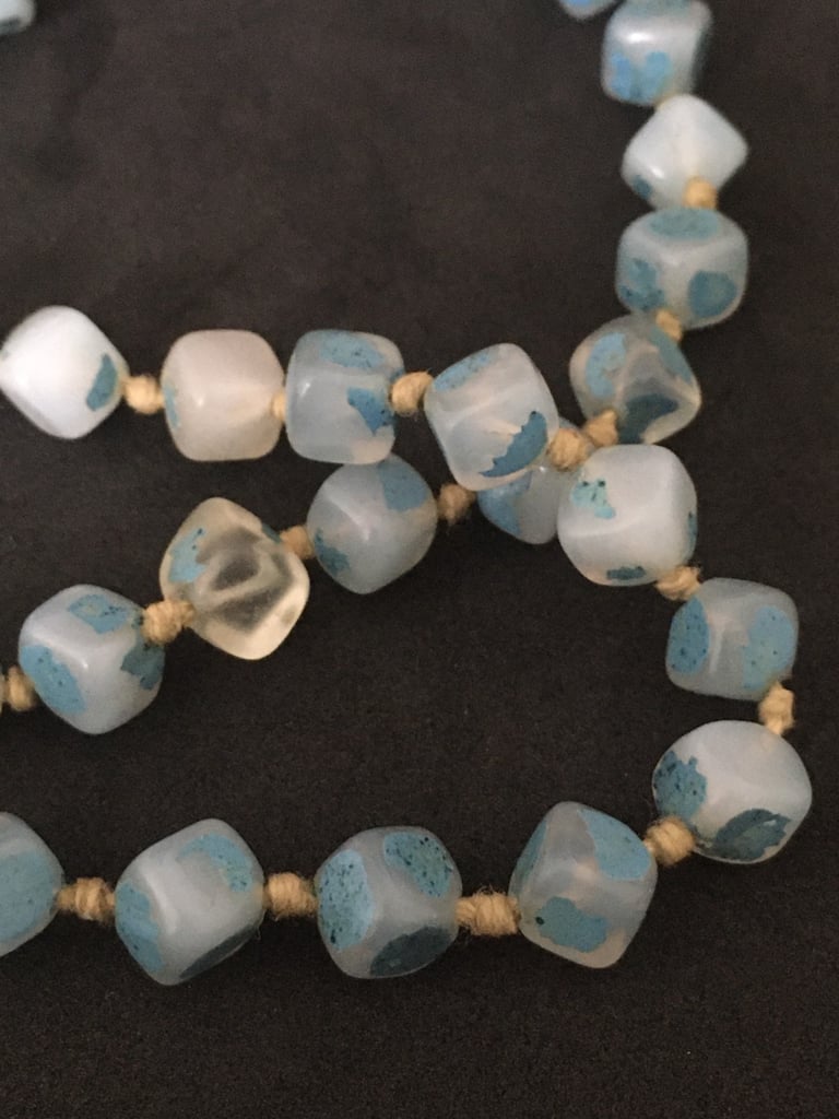 Knotted & Strung Beaded Necklace Vintage Rope Length 58” Inches