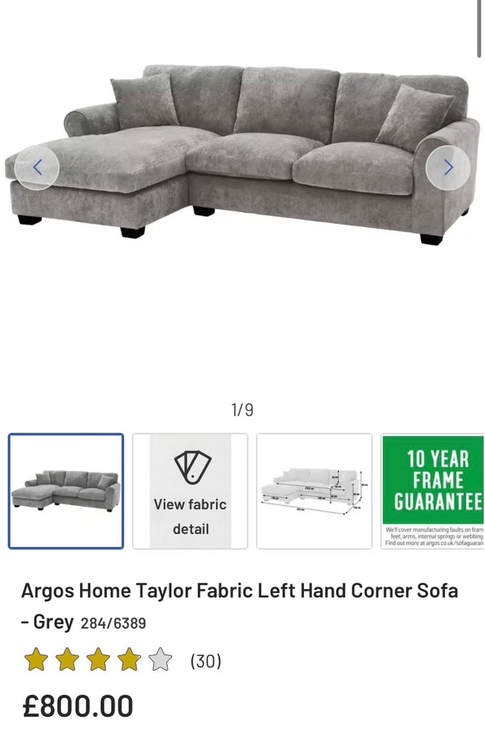 image for Grey corner sofa, 12 months old, can deliver locally 