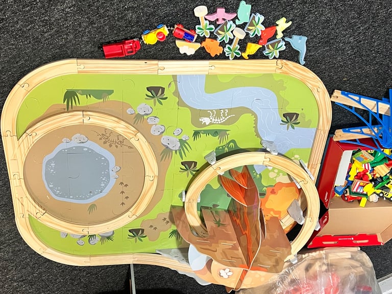 Very Large wooden Train sets / XXL TRAIN SET / Dino Train set with 100+ accessories 