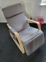 Wooden Rocking Lounge Chair Recliner Relaxation Seat (Light gray) FREE DELIVERY 6635