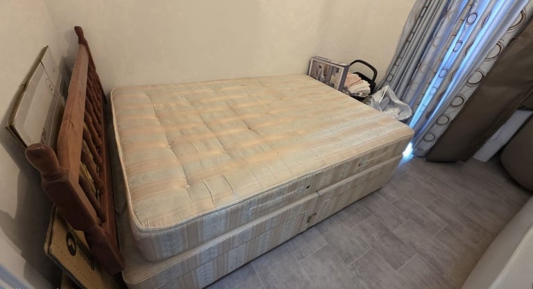 Divan double bed with mattress.