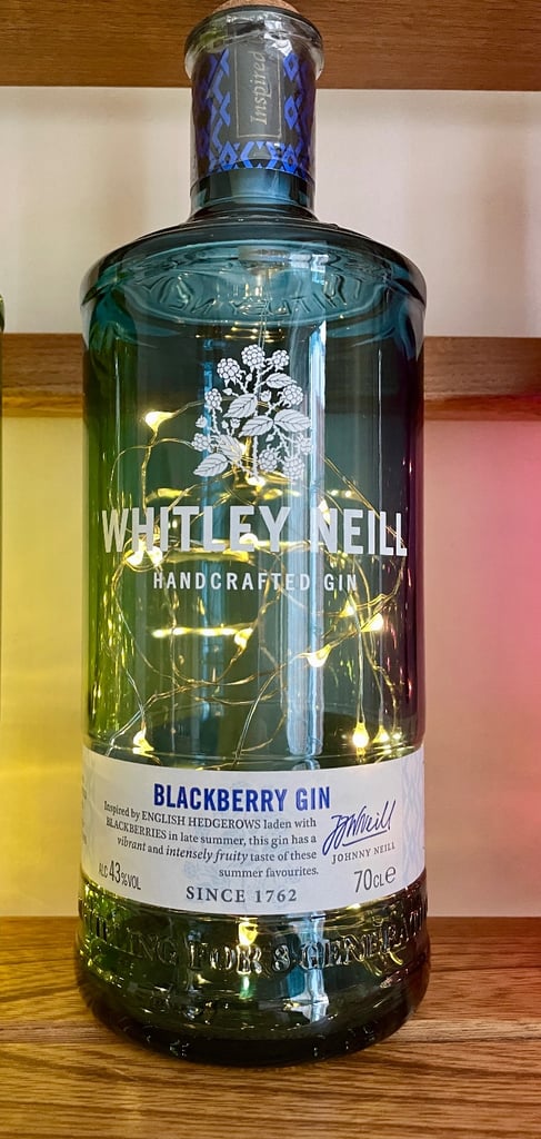 NEW Empty Whitley Neill Coloured Glass Bottle Lamps with USB Re-chargeable Fairy Lights NEW