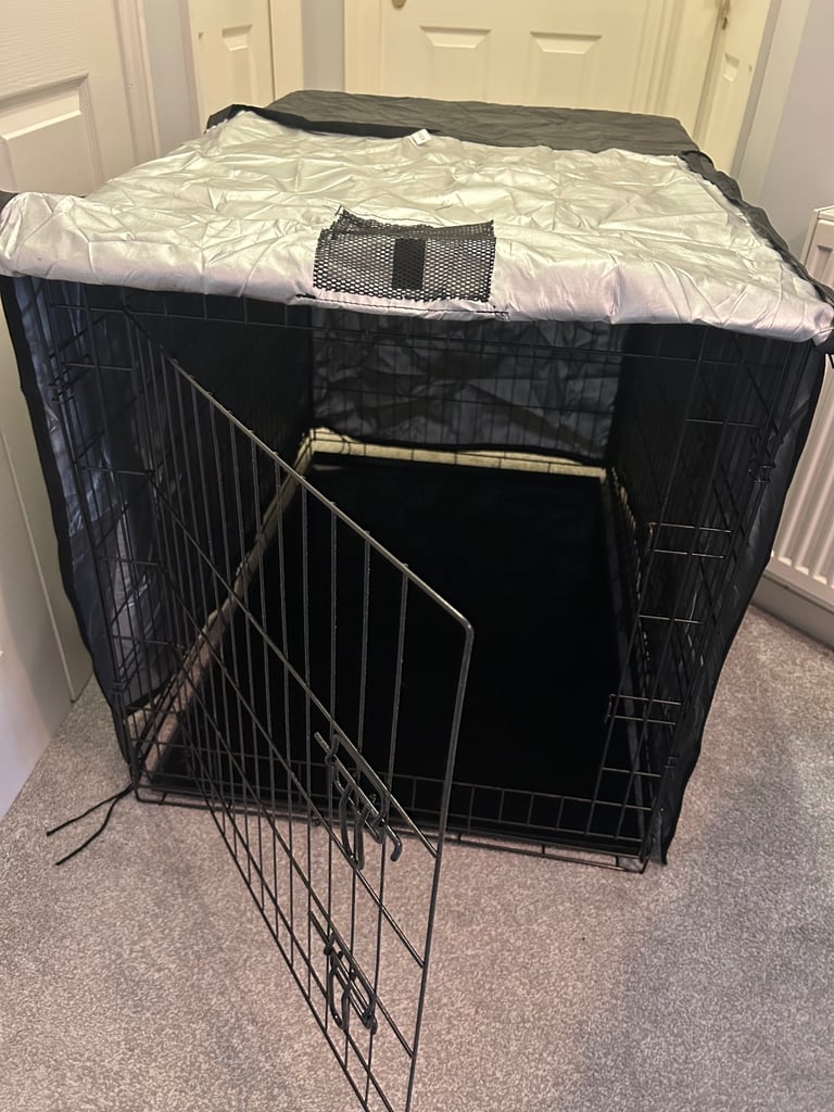 Dog Crate, Cover and Bowl 