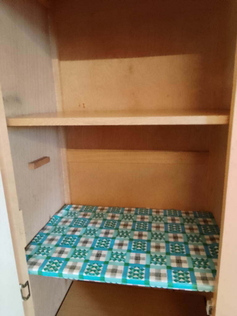 Vintage Pantry Cupboard. Could be used as a linen/haberdashery cupboard. Tan/caramel in colour.
