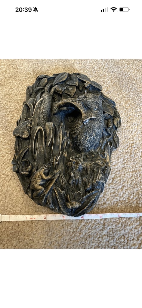 Bird Heron Wall Hanging Plaster Fish Nature Picture Vintage Cottage Art Carving