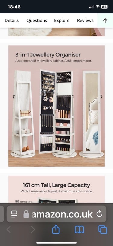 image for Mirrored Jewellery Cabinet 