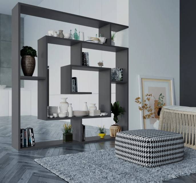 image for Labirent Bookcase | Modern Maze-Design Freestanding Shelf Unit