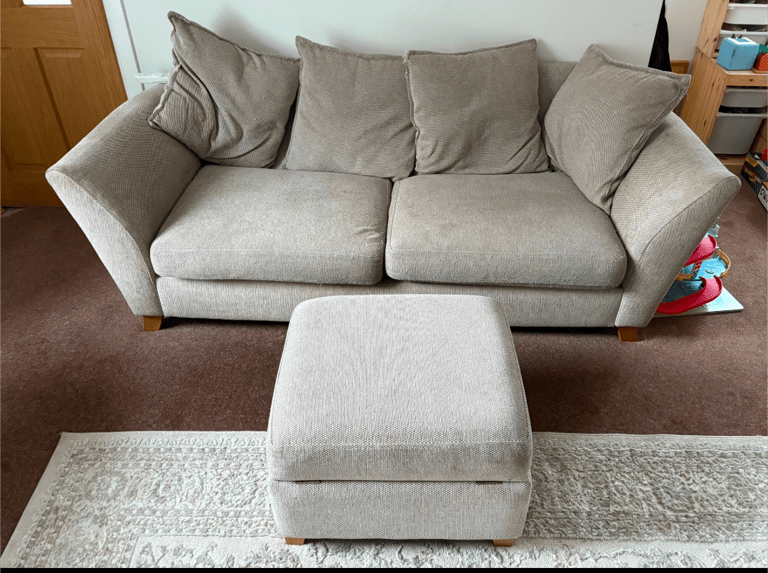 image for 3 seater sofa and footstool, delivered to your door tomorrow for £60