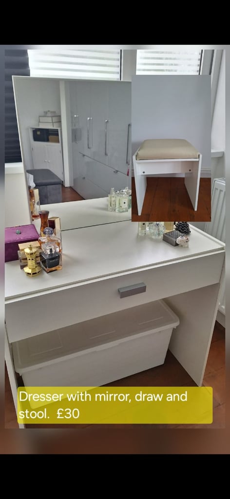 image for Dresser With Mirror  And Stool