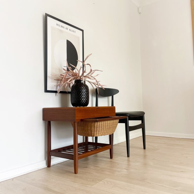 Mid century Danish teak sewing table / side table by FDB Moebler