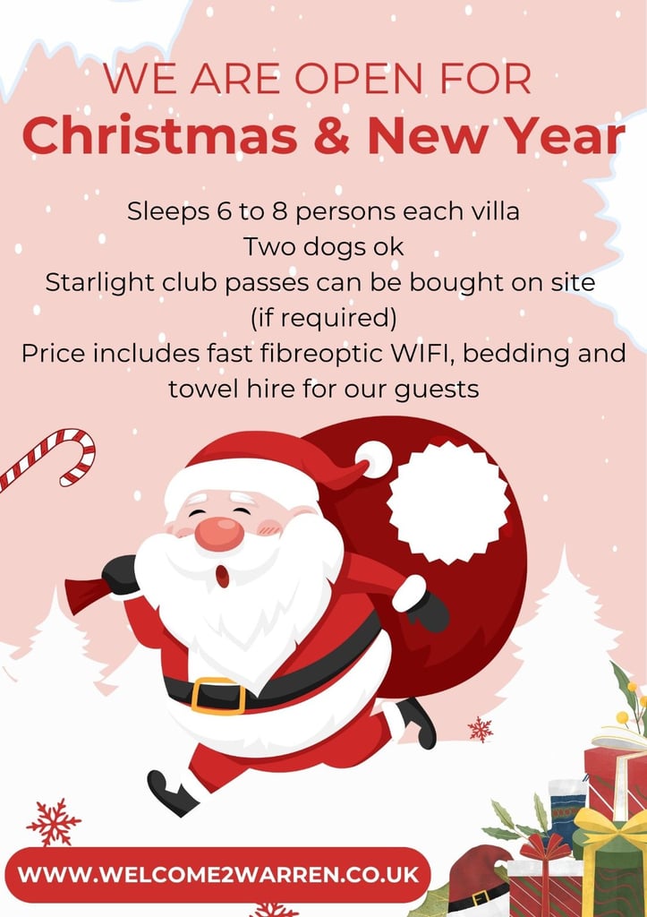 Christmas and New Year at Welcome family holiday park, Dawlish Warren, Devon
