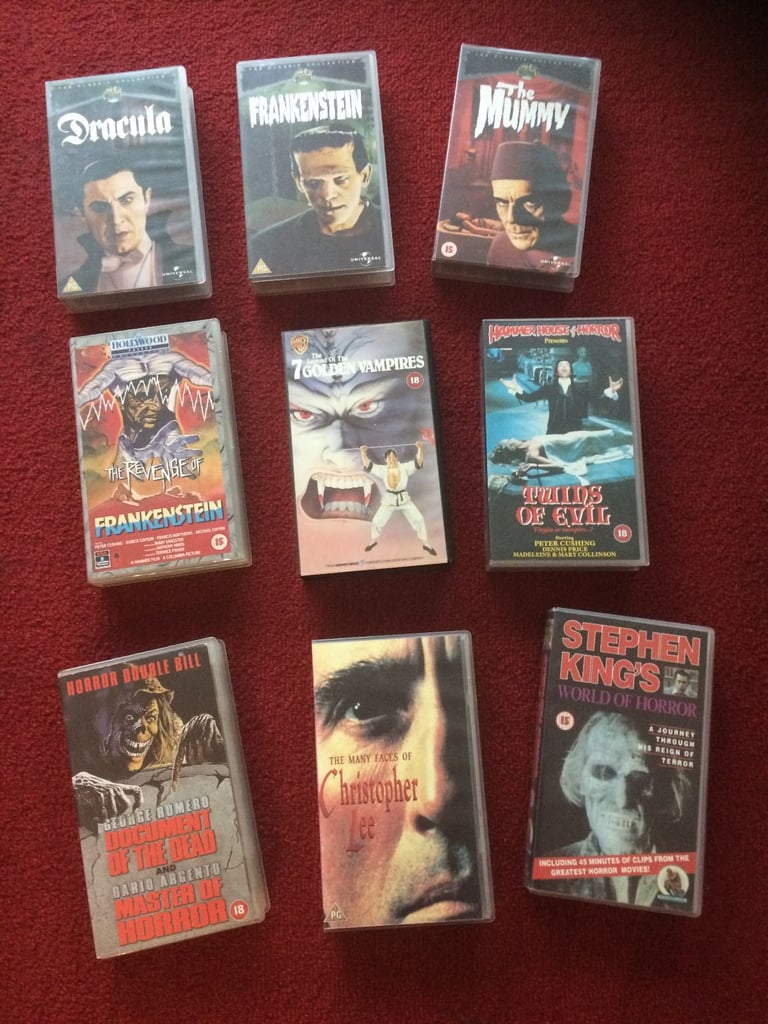 image for COLLECTION OF 9 HORROR VHS TAPES (CHRISTOPHER LEE, BORIS KARLOFF, HAMMER ETC)