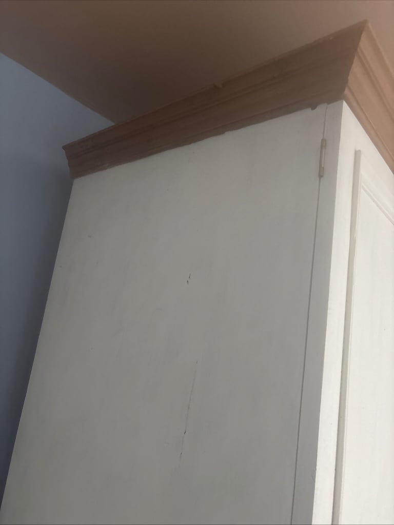Hand built pine larder cupboard with marble shelf and basket drawers