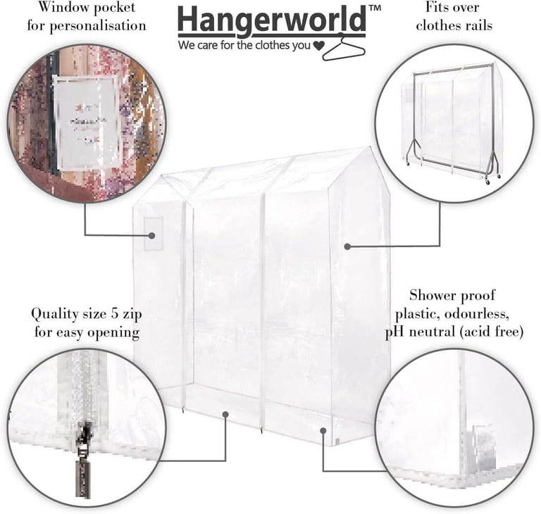 image for Heavy Duty Metal Clothes/Garment Rail 5ft Long x 5ft High with plastic cover