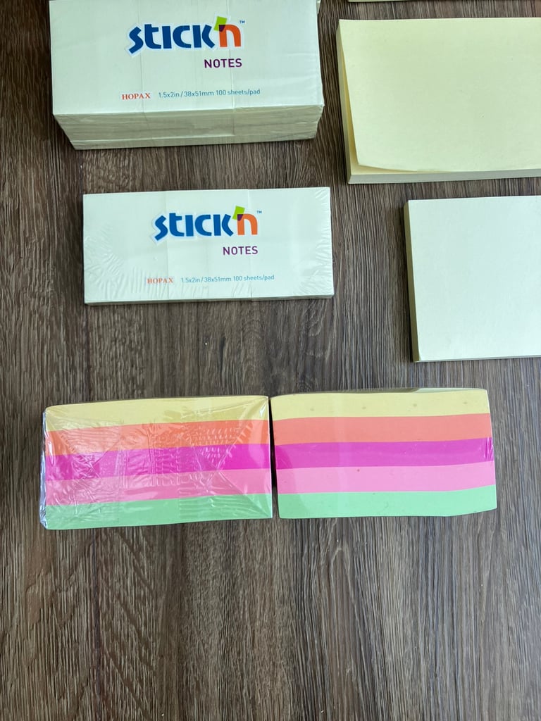 Stationery:  Post-it/SticknNotes/Q-Connect. £10 the lot. Collect Chichester