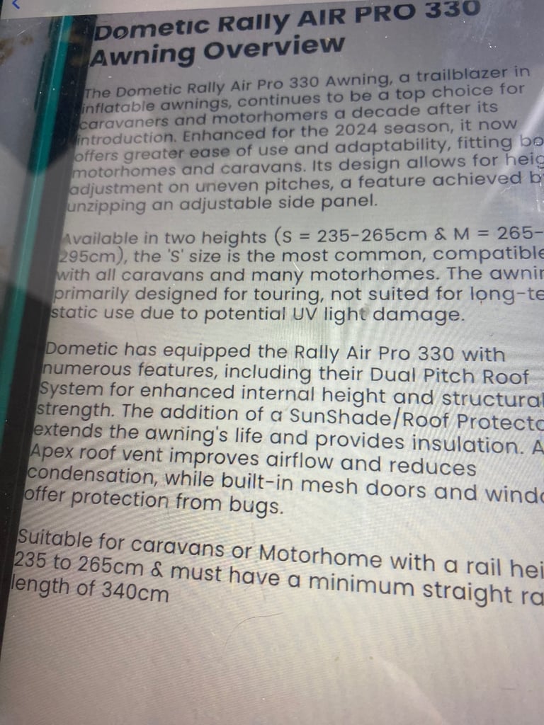 Motor home awning 