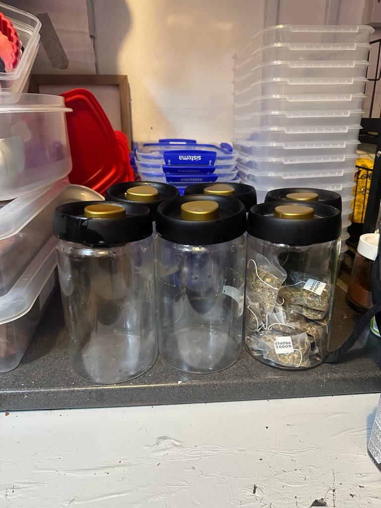 Coffee bean container, tea bag container