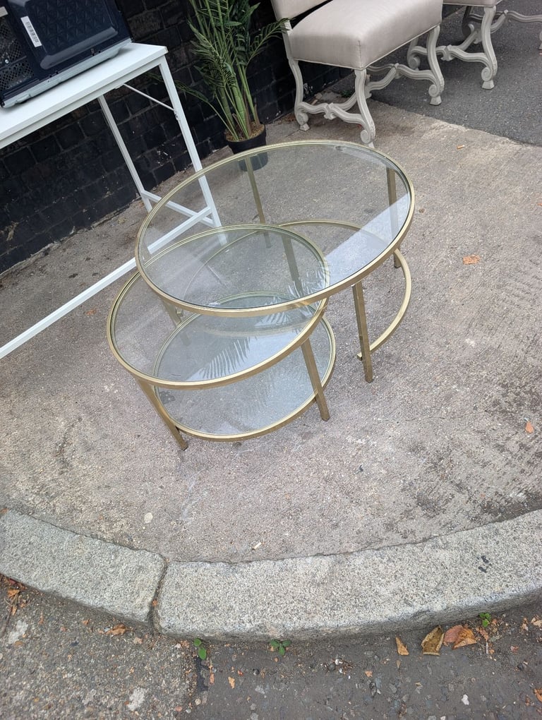 image for Glass top round nesting coffee tables - can deliver free