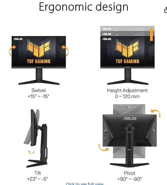ASUS TUF 180Hz Gaming VG249QL3A 24 Inch Gaming Monitor