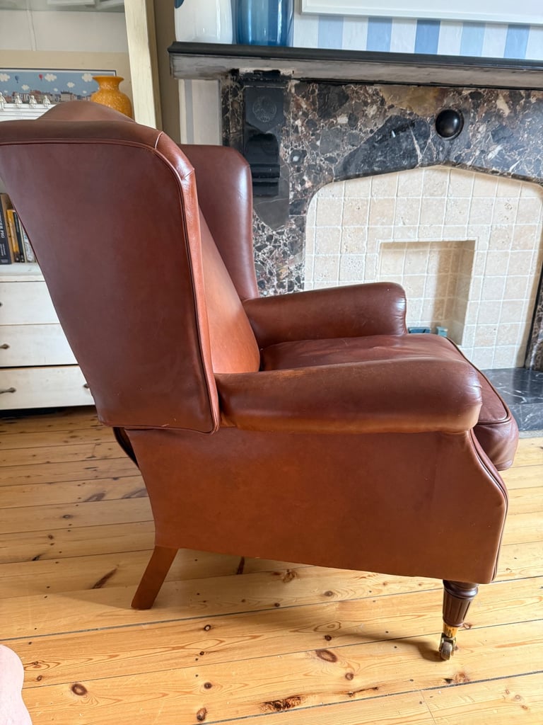 Laura Ashley Southwold leather reclining armchair in Mahogany