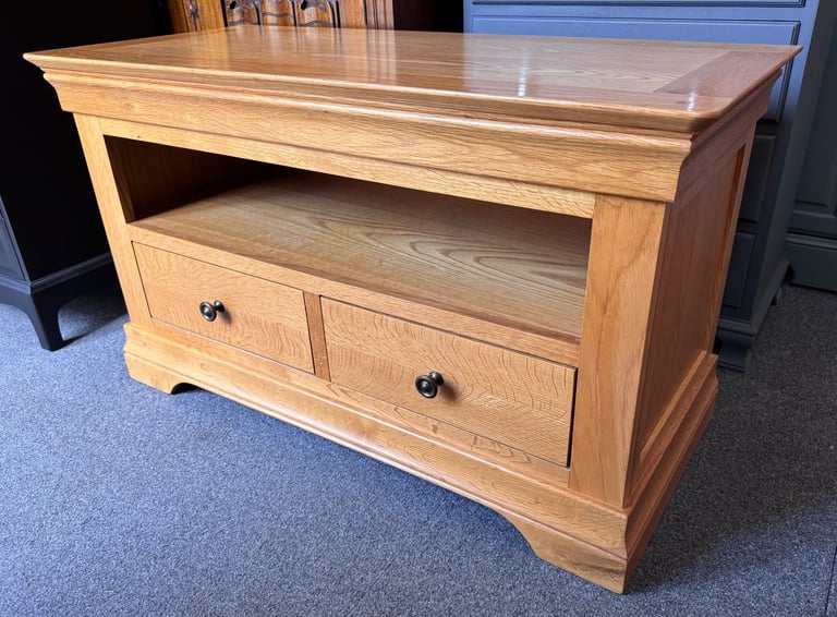 image for Solid oak farmhouse TV stand unit
