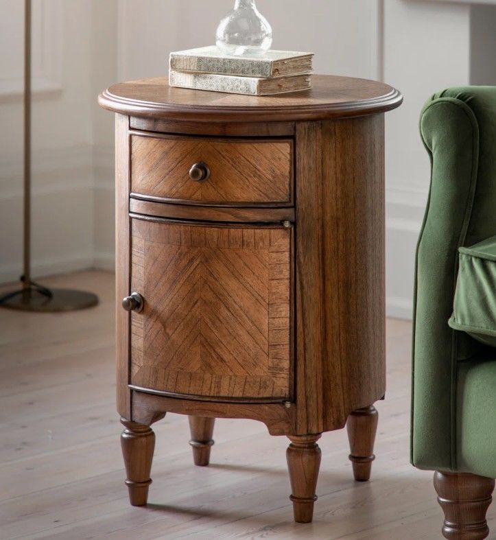 image for Gorgeous Viola Drum Wood Side Table – Brand New, RRP £585 