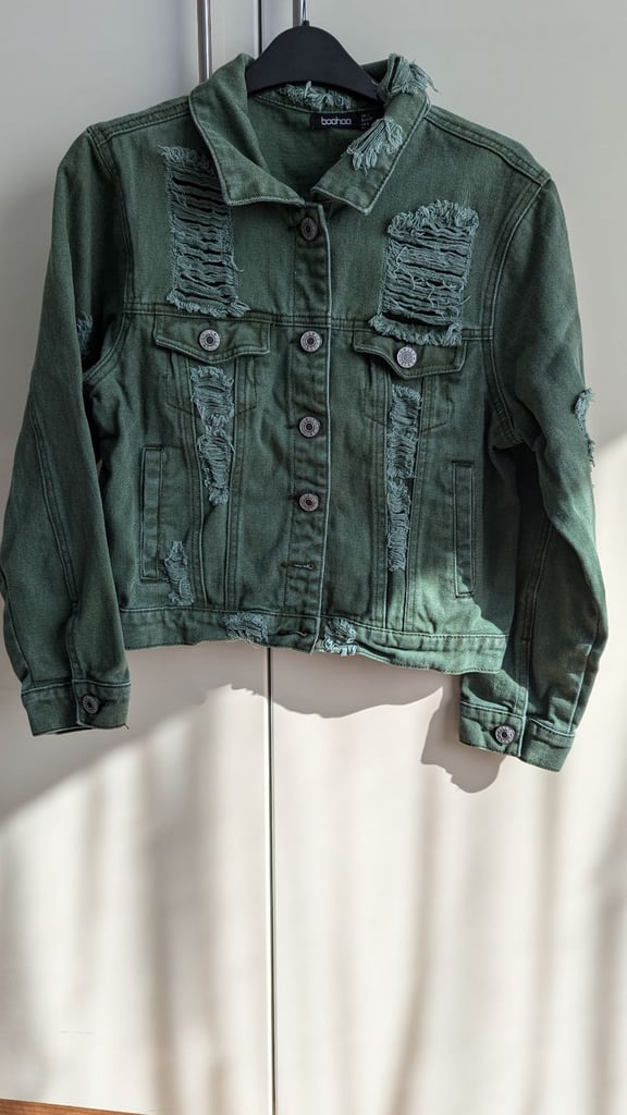 image for Boohoo Women's Khaki Denim Coat Size 12