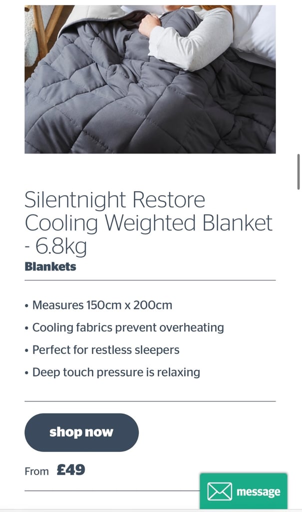 Silentnight Grey Weighted Blanket 6.8kg